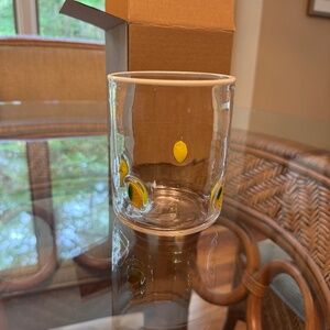 anthropologie icon juice glass, lemon, never used